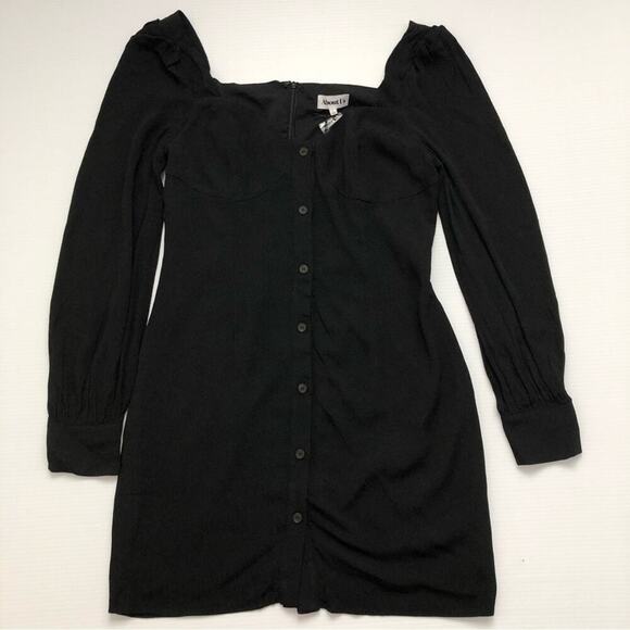 🆕 Revolve About Us Giselle dress button front detail black long sleeve mini - Picture 2 of 13